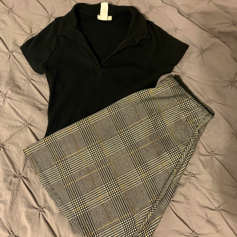 Collared shirt with skirt set
